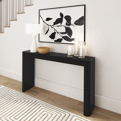 Console Table Matte Black Waterfall Edge Rounded Corners Minimalist
