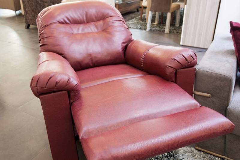 Contemporary Recliner in Burgundy Red with Segmented Back