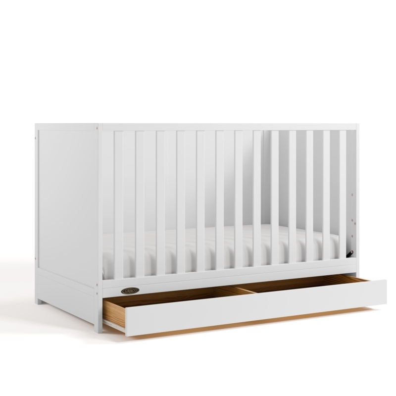 Convertible Crib Matte White Solid End Panels Modern Nursery Storage