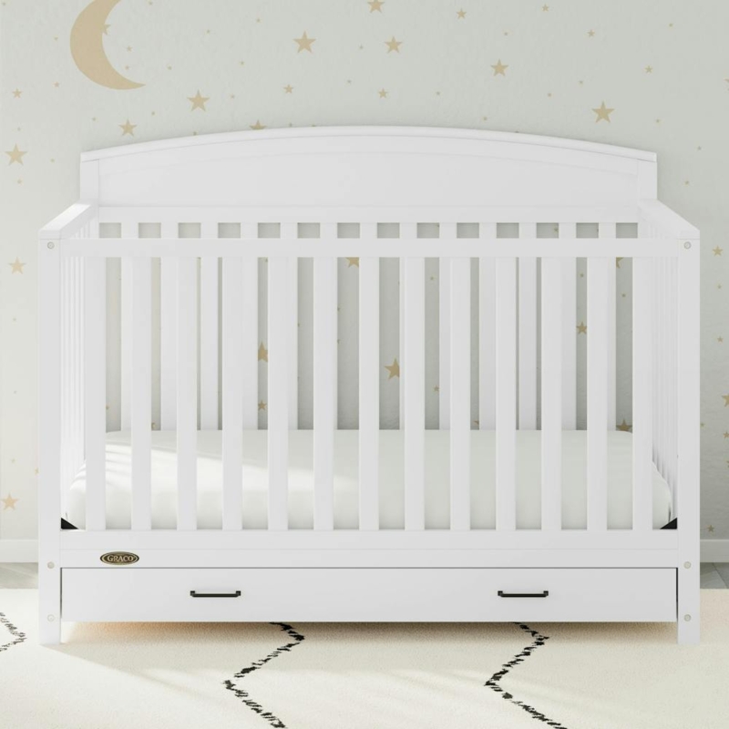 Convertible Crib with Arched Headboard and Underbed Storage Drawer
