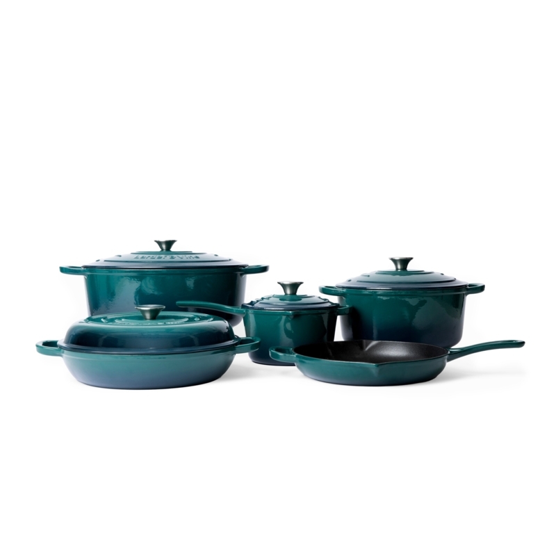 Cookware Set featuring Forest Green Enamel with Luxury Teal Gradient