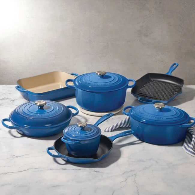 Cookware Set in Marseille Blue Finish with Concentric Lid Rings