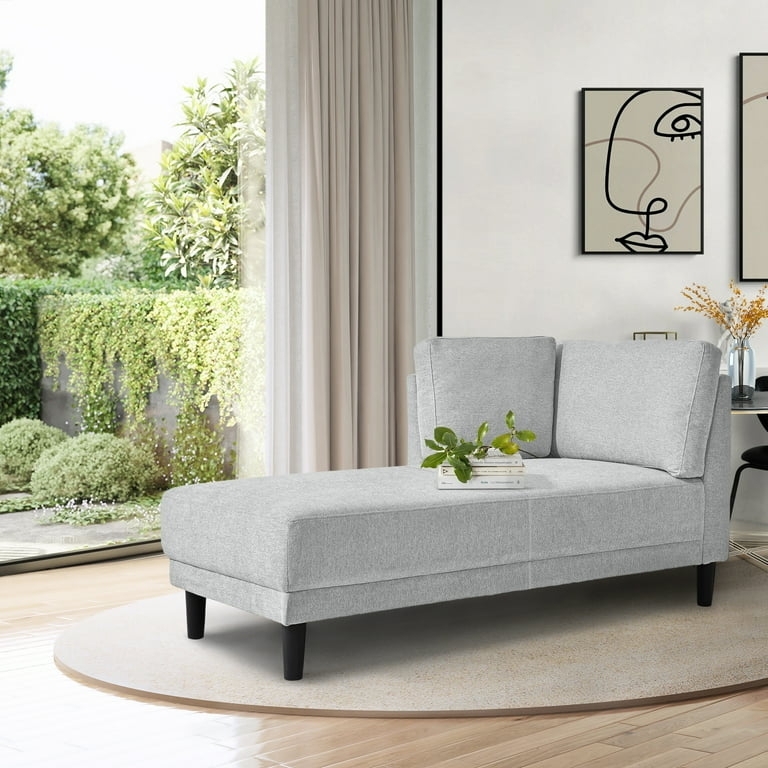 Corner Backrest Chaise Lounge with Tapered Black Legs