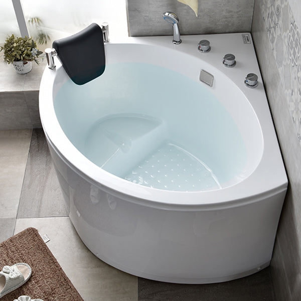 Corner Bathtub with Integrated Seat & Anti-Slip Texture