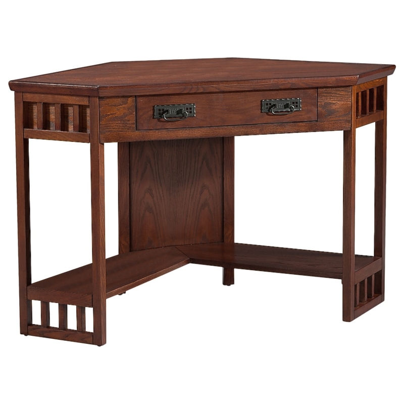 Corner Desk with Slatted Side Panels and Lower Shelf Design