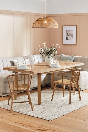 Corner Dining Bench Scandi Boho Channel Tufting Parquetry Top Blush