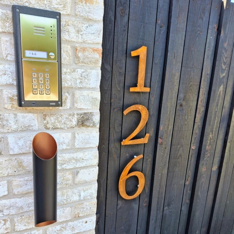 Corten Steel Address Signs Weathered Floating Metal Industrial