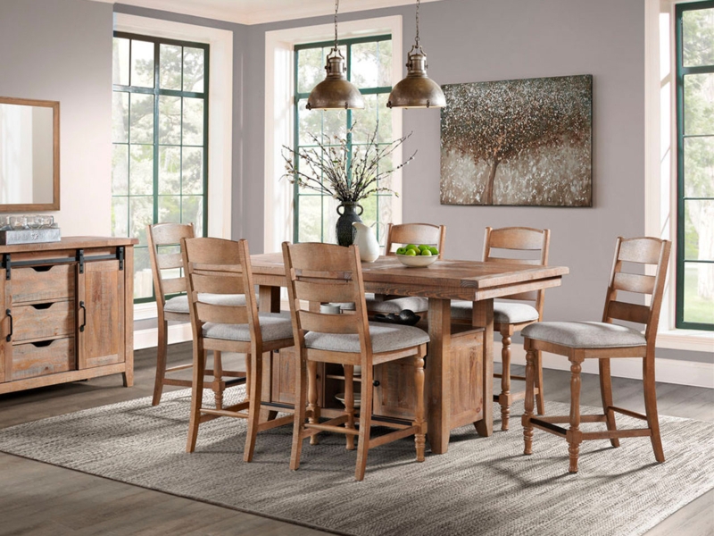 Counter Dining Set Rustic Industrial Sliding Barn Door Server