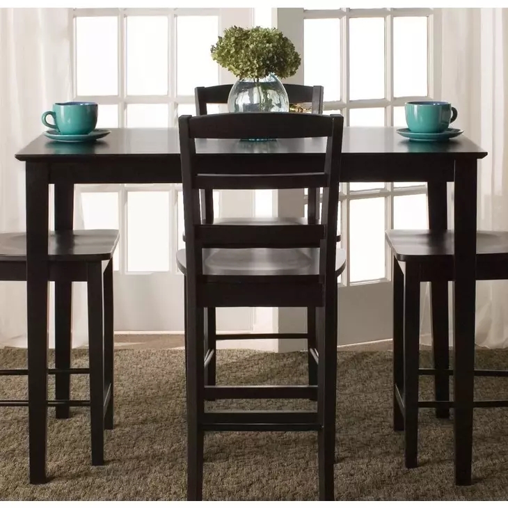 Counter Height Dining Set Ebony Finish Shaker Legs Ladder Back