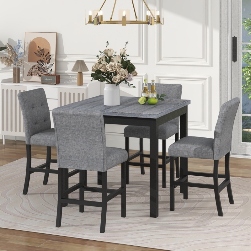 Counter Height Dining Set Gray and Black Square Table
