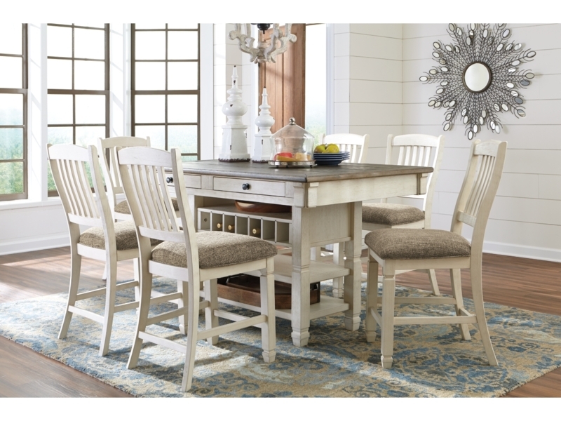 Counter Height Dining Table Rustic Chic with Integrated Wine Storage
