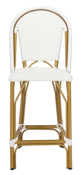 Counter Stool featuring Crisp White Woven Seat and Honey Frame