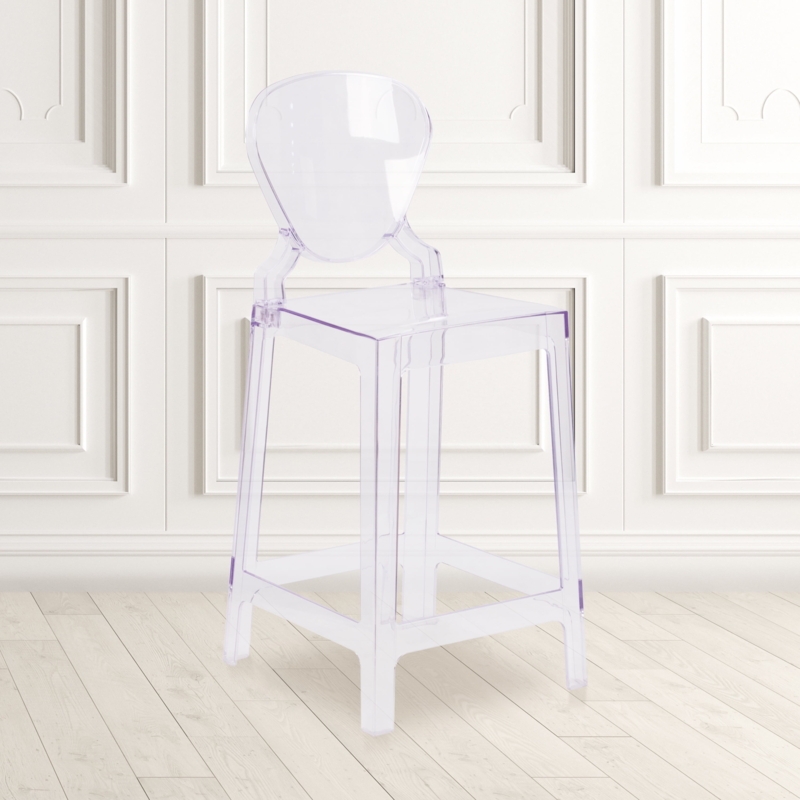 Counter Stool featuring Unique Tear Back and Glossy Transparent Finish