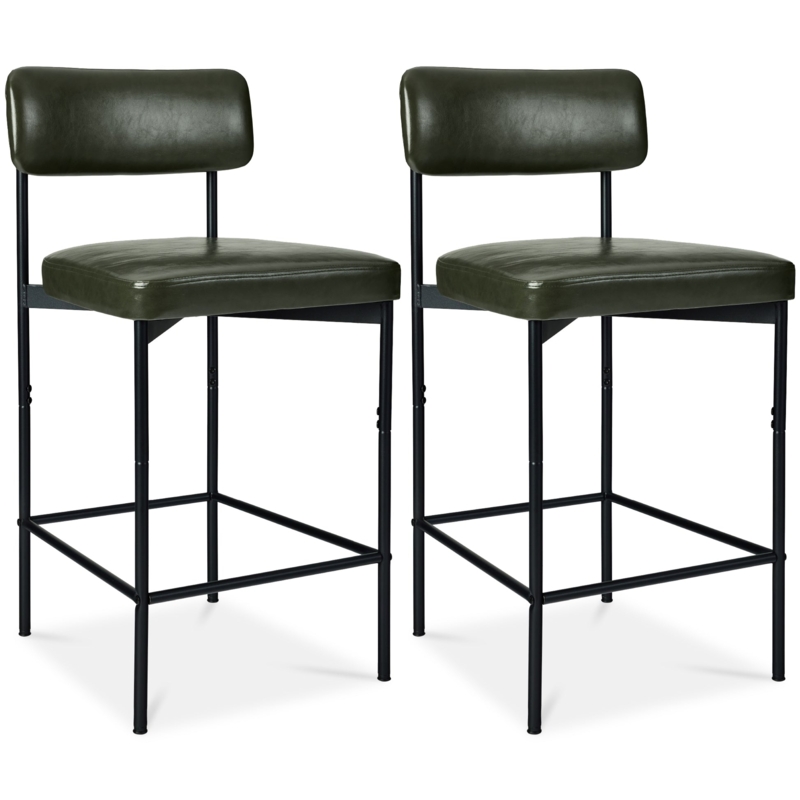 Counter Stool Forest Green Upholstery Midnight Black Frame Minimalist