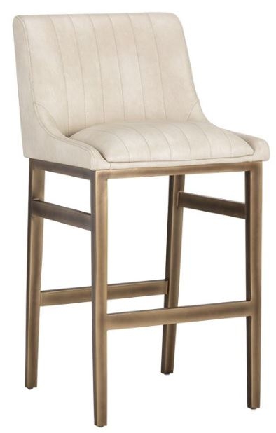 Counter Stool with Rustic Bronze Frame and Channel Stitching