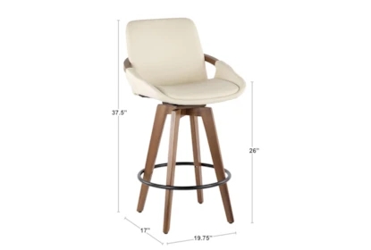 Counter Stool with Wrap Around Back and Walnut Legs