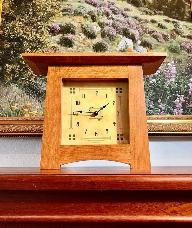 Craftsman Mantel Clock with Flared Top and Arched Base