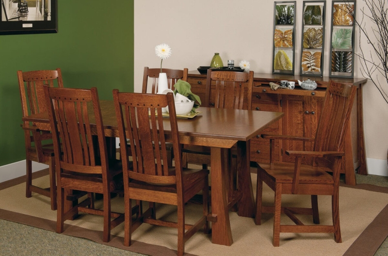 Craftsman Mission Dining Set Exposed Pegs Sliding Cabinet Door