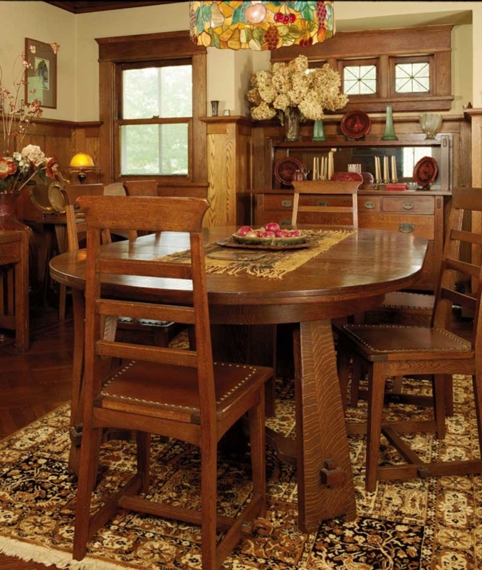 Craftsman Oval Dining Set Keyed Tenon Joinery Ladder Back Nailhead Trim