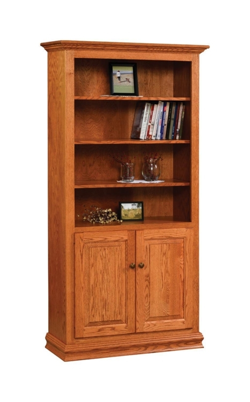 Craftsman Style Bookcase with Raised Panel Doors and Crown Molding