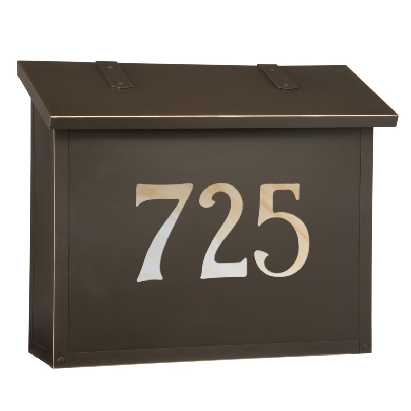 Craftsman Wall Mounted Mailbox: Weathered Bronze, Marbled Number Inlays