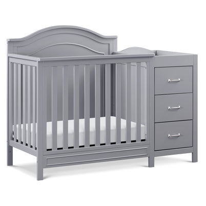 Crib With Changer Soft Gray Finish Arched Headboard Transitional