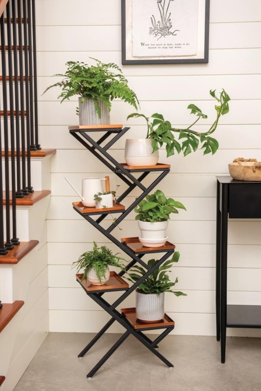 Crisscross Cascading Plant Stand with Copper Trays |