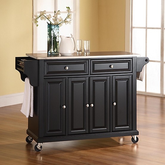 Crosley Alexandria Stainless Steel Top Kitchen Island Black