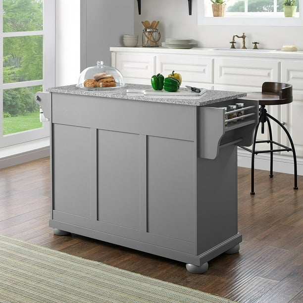 Crosley Furniture Alexandria Granite Top Full Size Kitchen Island/Cart, Gray