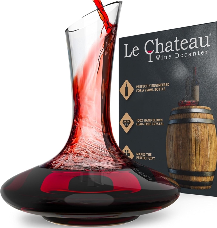 Crystal Wine Decanter, Hand Blown Swan Shape with Slant Cut Spout