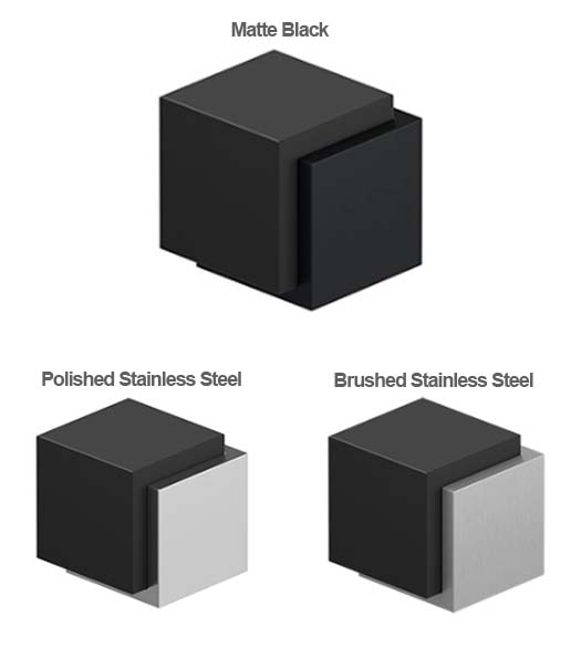 Cube-Shaped Door Stop: Modern Geometric Floor Mount, Brushed Stainless
