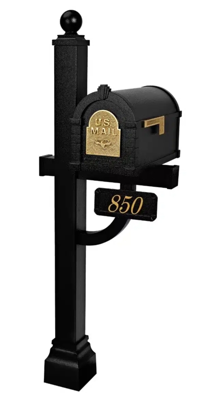 Curbside Mailbox Featuring Polished Brass Eagle Emblem Detail