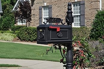 Curbside Mailbox with Victorian Scrollwork Topper and Fluted Post