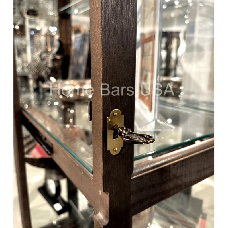 Curio Cabinet Espresso Brown Finish Ornate Key Escutcheon Plate