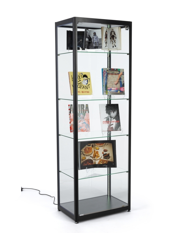 Curio Cabinet Matte Black Thin Profile Frame with LED Lighting