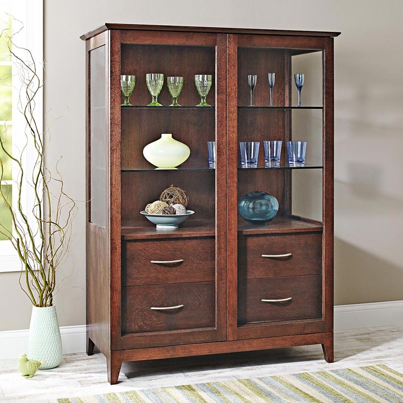 Curio Cabinet Sliding Glass Doors Craftsman Side Panels
