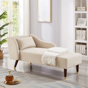 Curved Armrest Chaise Lounge with Gold Tipped Legs