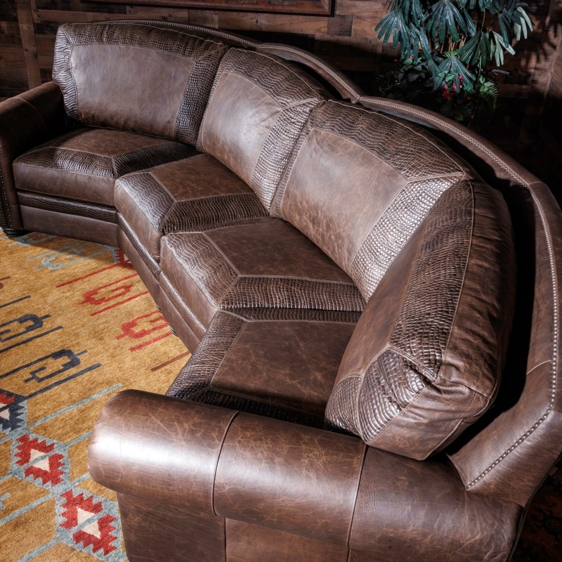 Curved Sectional Reptile Texture Accents Western Style Seating