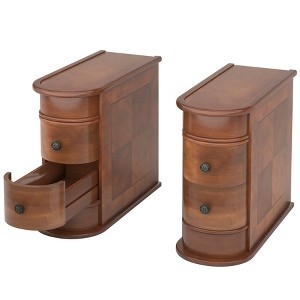 Curved Walnut Side Table with Recessed Tray Top