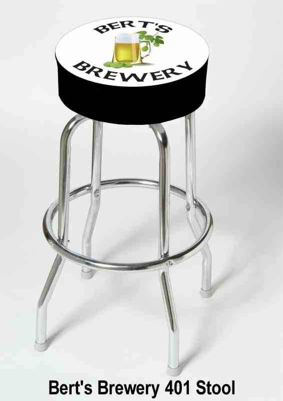 Custom Brewery Stool, Personalized Logo, Chrome Backless Frame