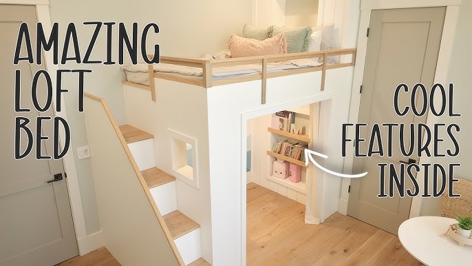 Custom Loft Bed with Peek-a-boo Window and Shelving
