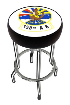Custom Military Insignia Stool, Sunburst Graphic, Chrome Backless