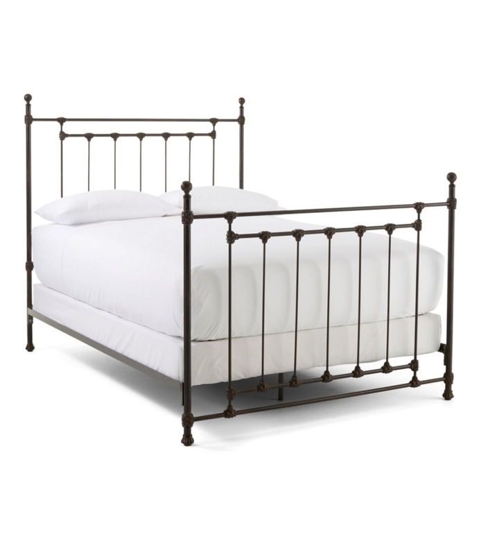 Dark Bronze Iron Bed Frame Cast Metal Joints Spindle Design