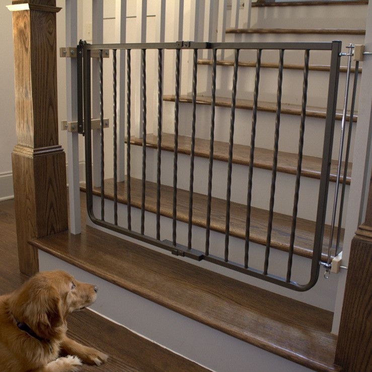 Dark Bronze Metal Safety Gate Twisted Spindles Hardware Mount (68/75)