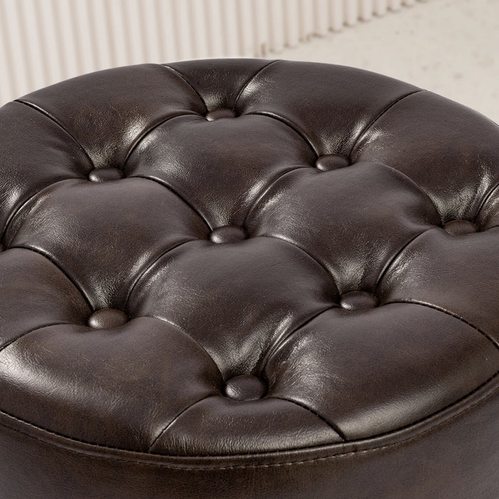Dark Chocolate Brown Vanity Stool Deep Diamond Tufting Piped Edges