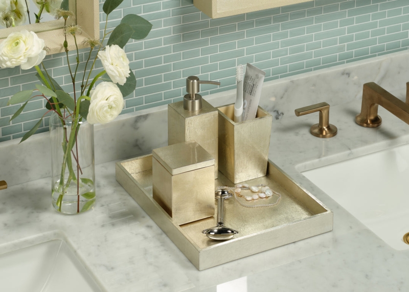 Davos Champagne Gold Silver Leaf Bathroom Accessories