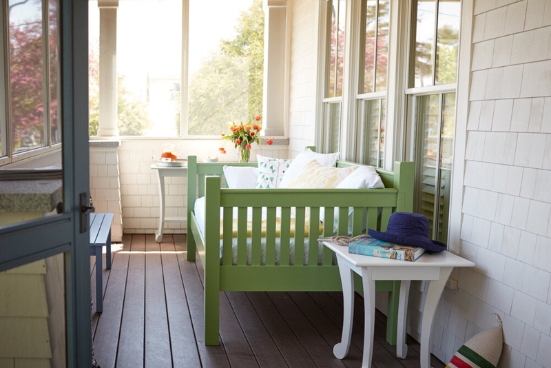 Daybed Pickle Green Finish Mission Style Coastal Cottage Porch