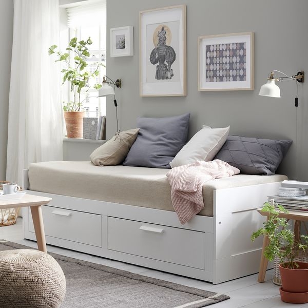 Daybed Sleeper with Underbed Storage Drawers, Matte White Finish
