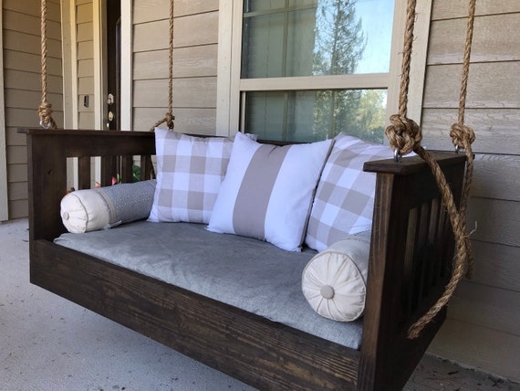 Daybed Swing Mission Style Rustic Rope Hangers Buffalo Check