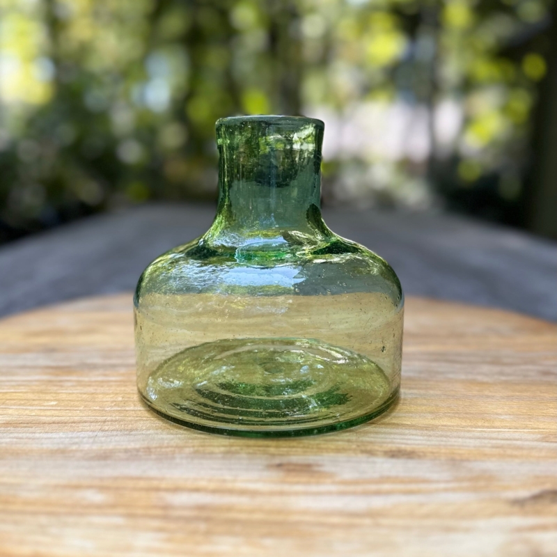 Decanter, Organic Modern Seafoam Green with Seeded Glass Texture